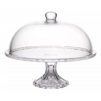 Prato Para Bolo De Cristal Com Pé E Tampa Clear Diamond 31cm Lyor